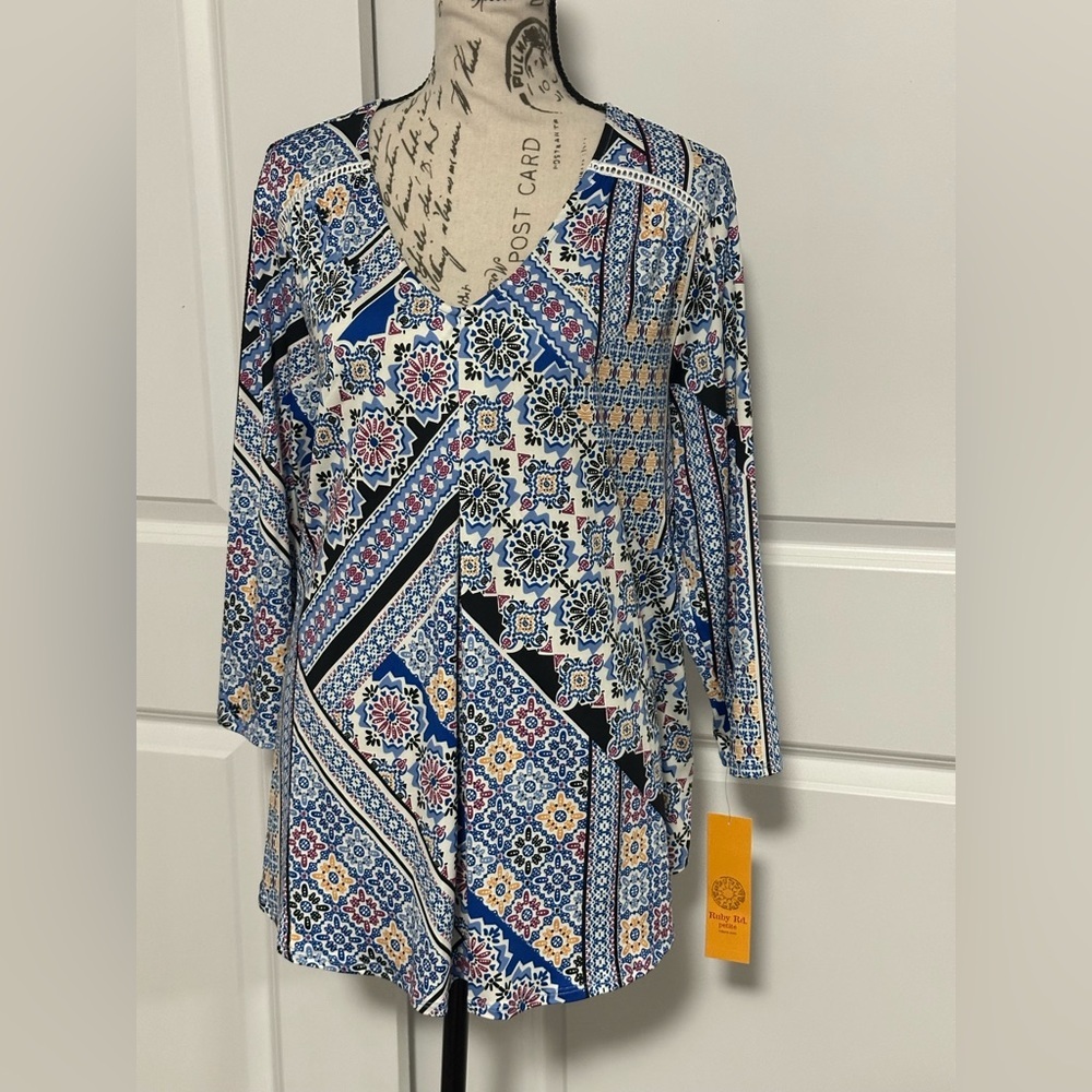 Ruby Rd. Multicolor Patterned Blouse - Picture 2 of 11